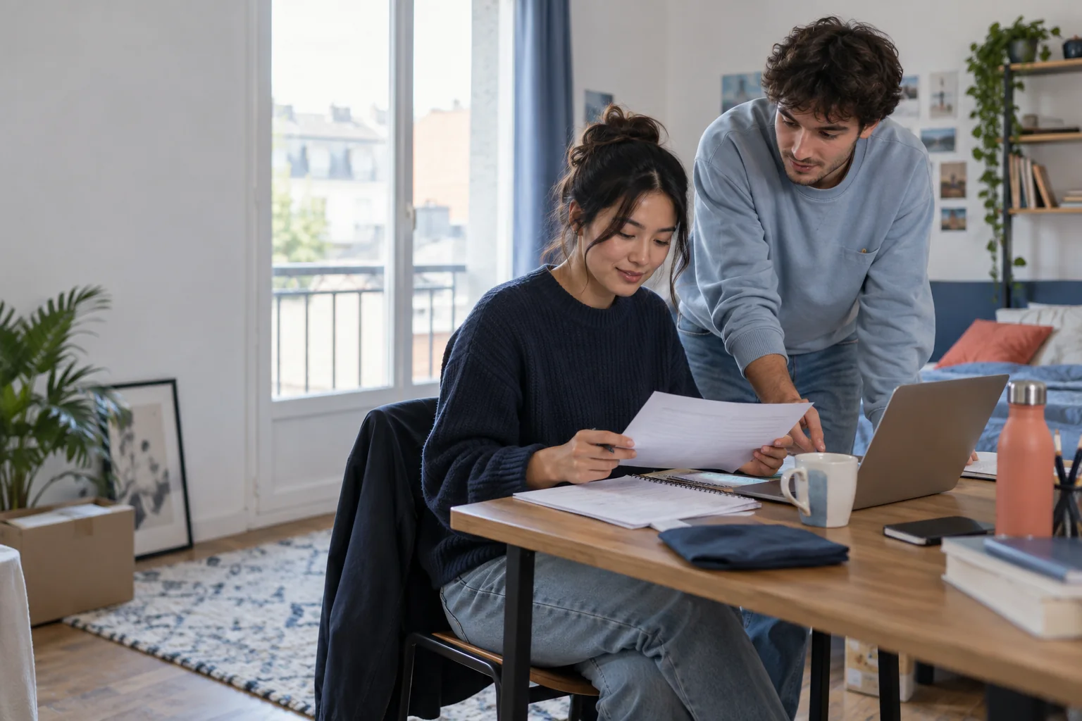 Deux étudiants préparent leurs démarches